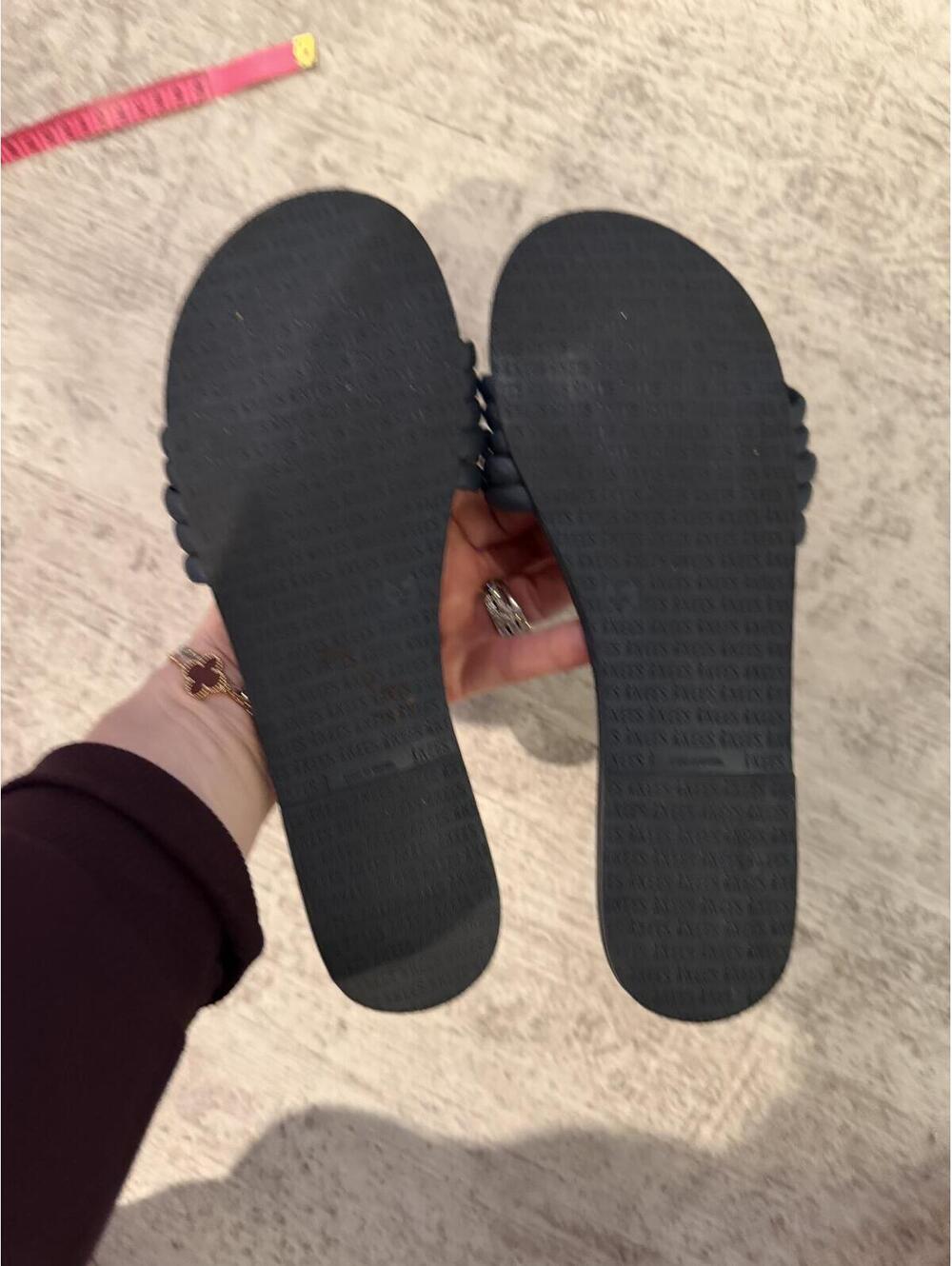 Never Worn TKEES Serena Navy Leather Slide Sandal 39 US 8 - Picture 3 of 4
